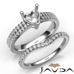 Diamond Engagement Ring Heart Semi Mount U Cut Bridal Set 18k White Gold 0.8Ct - javda.com 