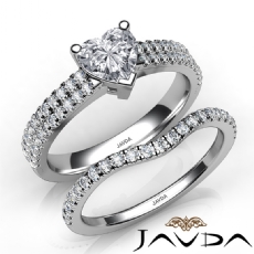 2 Row French Cut Bridal Set diamond Ring 18k Gold White