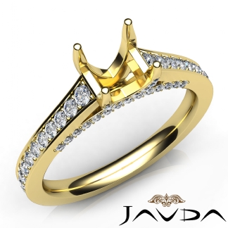 Diamond Engagement Princess Cut Semi Mount Pave Setting Ring 14k Gold Yellow 0.75Ct