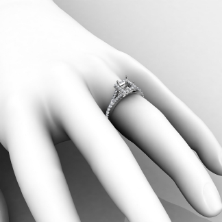 Diamond Engagement 14k Gold White U Cut Prong Set Princess Semi Mount Ring 0.5Ct