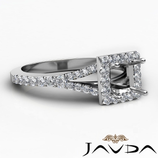 Diamond Engagement Platinum 950 U Cut Prong Set Princess Semi Mount Ring 0.5Ct