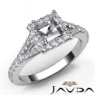 Diamond Engagement 14k Gold White U Cut Prong Set Princess Semi Mount Ring 0.5Ct