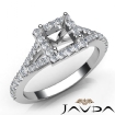 Diamond Engagement Platinum 950 U Cut Prong Set Princess Semi Mount Ring 0.5Ct - javda.com 