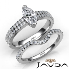 French Double Row Bridal Set diamond  18k Gold White