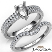 Diamond Engagement Ring Pear Semi Mount U Cut Bridal Set 14k Gold White 0.8Ct