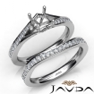 Asscher Semi Mount Pave Diamond Engagement Ring Bridal Set 18k White Gold 0.9Ct - javda.com 