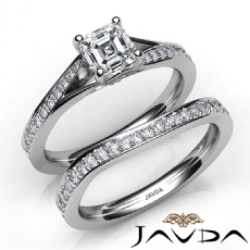Split Shank Pave Bridal Set diamond Ring 18k Gold White