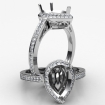 0.5Ct Diamond Engagement Pear Ring 14k White Gold Halo Pave Setting Semi Mount - javda.com 