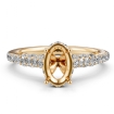 Diamond Engagement Pave Setting 18k Yellow Gold Oval Cut Semi Mount Ring 0.65Ct - javda.com 