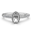 Diamond Engagement Pave Setting 14k White Gold Oval Cut Semi Mount Ring 0.65Ct - javda.com 