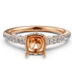 Diamond Engagement Pave Setting 14k Rose Gold Cushion Semi Mount Ring 0.65Ct - javda.com 