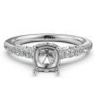 Diamond Engagement Pave Setting 14k White Gold Cushion Semi Mount Ring 0.65Ct - javda.com 