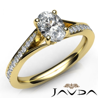 Diamond Engagement Pave Setting Gold Y18k Oval Semi Mount Women Ring 0.35Ct