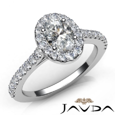 Cathedral Halo French Set Pave diamond Ring Platinum 950