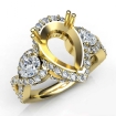 Pear Diamond 3 Stone Anniversary Ring 14k Yellow Gold Semi Mount 1.4Ct - javda.com 