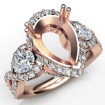 Pear Diamond 3 Stone Anniversary Ring 18k Rose Gold Semi Mount 1.4Ct - javda.com 