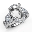 Pear Diamond 3 Stone Anniversary Ring 18k White Gold Semi Mount 1.4Ct - javda.com 