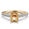 Diamond Engagement Pave Setting 18k Yellow Gold Cushion Semi Mount Ring 0.52Ct - javda.com 