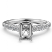 Diamond Engagement Pave Setting 14k White Gold Cushion Semi Mount Ring 0.52Ct - javda.com 