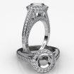 1.65Ct Halo Pave Setting Diamond Engagement Round Semi Mount Ring Platinum 950 - javda.com 