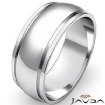 Mens Plain Wedding Solid Band Dome Step Ring 8mm 14k Gold White 7.3g 9-9.75 Sz