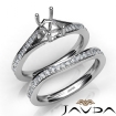 Pave Diamond Engagement Ring Emerald SemiMount Bridal Set 14k White Gold 0.9Ct - javda.com 