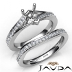 Pave Diamond Engagement Ring Heart Semi Mount Bridal Set Platinum 950 0.9Ct - javda.com 
