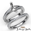 Pave Diamond Engagement Ring Marquise Semi Mount Bridal Set Platinum 950 0.9Ct - javda.com 