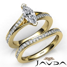Pave Side-Stone Bridal Set diamond Ring 18k Gold Yellow