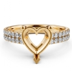 U Shape Prong Setting Diamond Engagement Heart Semi Mount Ring 14k Yellow Gold 0.5Ct - javda.com 