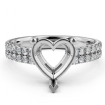 U Shape Prong Setting Diamond Engagement Heart Semi Mount Ring 14k White Gold 0.5Ct - javda.com 