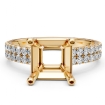 U Cut Prong Setting Diamond Engagement Asscher Semi Mount Ring 18k Yellow Gold 0.5Ct - javda.com 