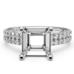 U Cut Prong Setting Diamond Engagement Asscher Semi Mount Ring 14k White Gold 0.5Ct - javda.com 