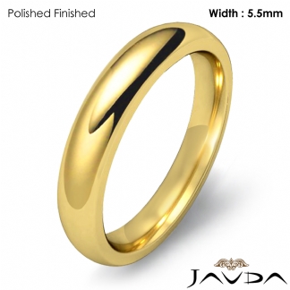 Wedding Band 14k Gold Yellow Mens Dome Comfort Fit Plain Ring 5.5mm 5.5g 5-5.75 Sz