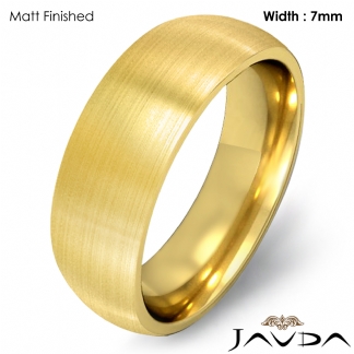 18k Gold Yellow 7mm Men Plain Comfort Dome Wedding Band Solid Ring 12.6g 10-10.75 Sz