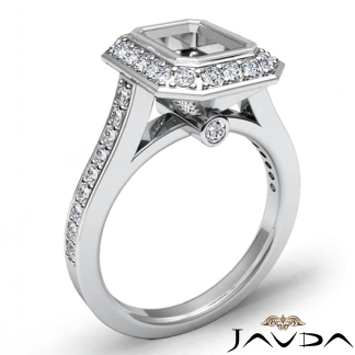 0.5Ct Diamond Engagement Ring Emerald Semi Mount Halo Setting 14k Gold White