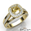 Halo Pre-Set Diamond Engagement Round SemiMount Millgrain Ring 14k Gold Yellow 0.9Ct