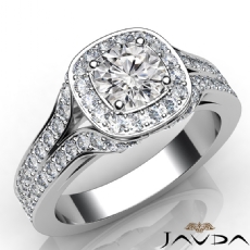 V-Shaped Split Shank Halo diamond Ring 18k Gold White