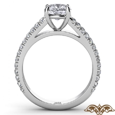 French U Cut Pave Split Shank diamond Ring 18k Gold White