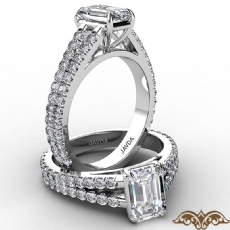 French U Cut Pave Split Shank diamond Ring 14k Gold White