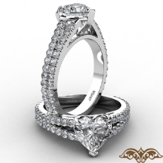 French U Cut Pave Split Shank diamond Ring Platinum 950
