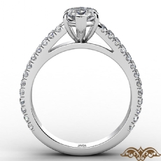 French U Cut Pave Split Shank diamond Ring 18k Gold White