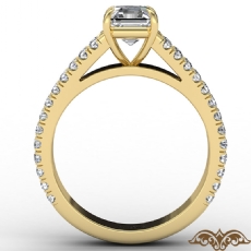 French U Cut Pave Split Shank diamond Ring 14k Gold Yellow