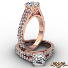 French U Cut Pave Split Shank diamond Ring 18k Rose Gold