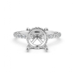 U Pave Hidden Halo Semi Mount Diamond Engagement Ring 14k White Gold 0.48Ct - javda.com 