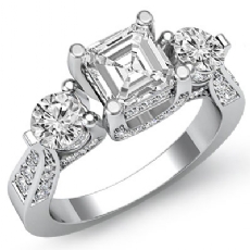 Vintage Style 3 Stone diamond Ring 14k Gold White