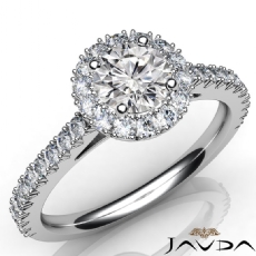 French V Cut Pave Set Halo diamond Ring 14k Gold White