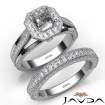Pave Diamond Engagement Ring Bridal Sets 14k White Gold Asscher Semi Mount 1.7Ct - javda.com 
