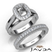 Pave Diamond Engagement Ring Bridal Sets 18k White Gold Cushion Semi Mount 1.7Ct - javda.com 