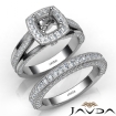 Pave Diamond Engagement Ring Cushion Semi Mount Bridal Sets 14k White Gold  1.7Ct - javda.com 